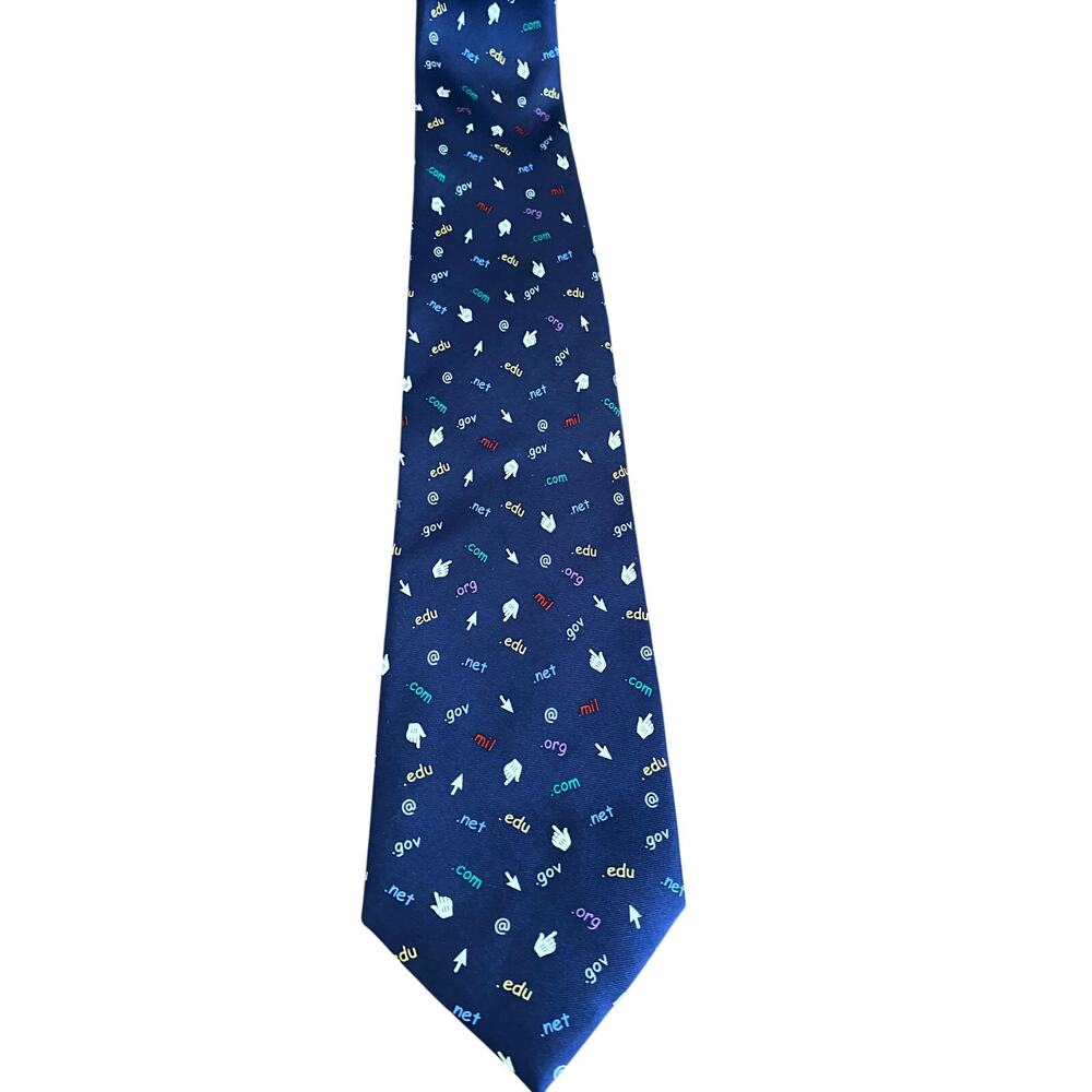 Alynn Neckwear Name That‎ Domain Silk Novelty Internet Tie Navy